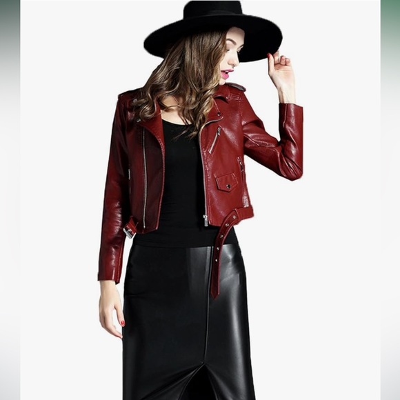 Red Faux Leather Jacket - Picture 4 of 6